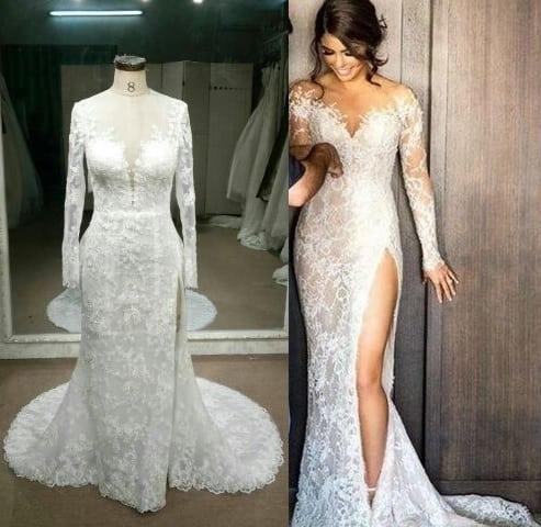 Replica of haute couture long sleeve wedding dress