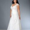 Plus Size lace Wedding Gown with Short Cap Sleeves