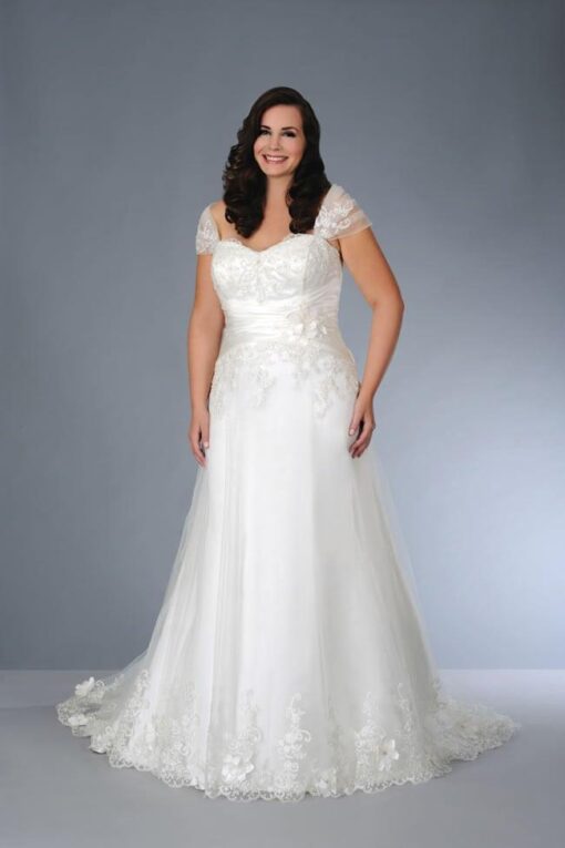 Plus Size Wedding Dress with Cap Sleeve