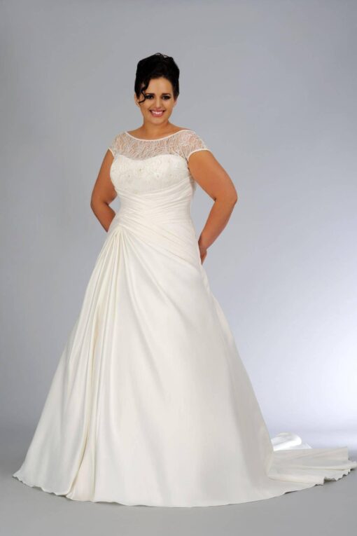 Illusion neckline Bridal Gown for Plus size bride