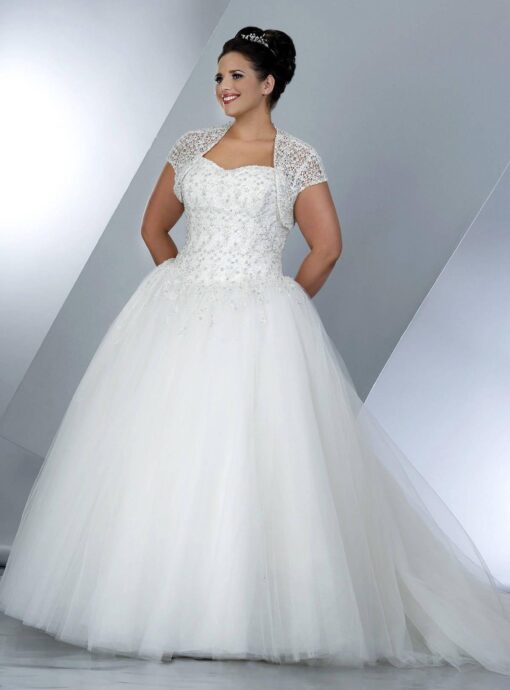 Plus Size Wedding Ball Gowns with Short Sleeve Shrug jacket