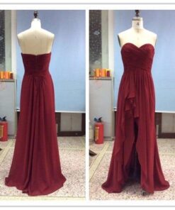 Strapless High Low Prom evening dress in red