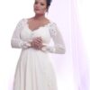 Darius Cordell Long Sleeve Plus Size Wedding Dresses with Lace and Pearls