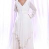 back of Sheer Chiffon Long Sleeve Wedding Dress for Plus Size Brides at Darius Cordell