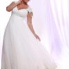 Darius Cordell Silk Tulle Plus Size Wedding Dress with Cap Sleeves