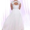 back of Silk Tulle Plus Size Wedding Dress with Cap Sleeves