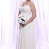 Inexpensive Plus Size Wedding Dress with pearl beaded Lace Straps at Darius Cordell