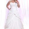 Strapless Plus Size Wedding Dress with gathers and pick ups at Darius Cordell