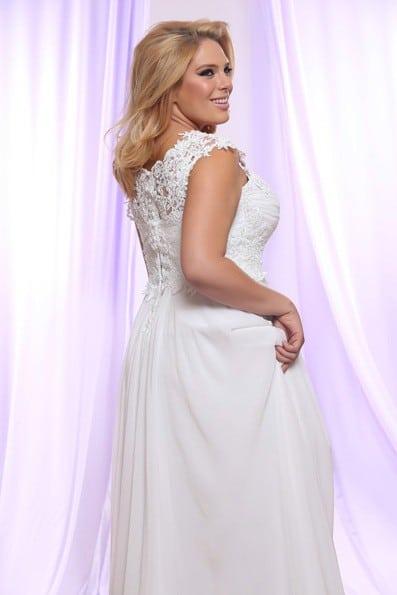 back of Soutage Lace Wedding Dress for Plus Size Brides at Darius Cordell