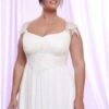 bodice of Cap Sleeved Plus Size Bridal Gown with empire waist at Darius Cordell