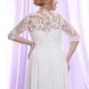 Back of beaded lace Plus Size Bridal Gown with Long Sleeves at Darius Cordell