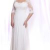 Plus Size Bridal Gown with Long Beaded Lace Sleeves on Illusion Fabric at Darius Cordell