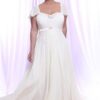 Plus Size Bridal Gown with Short Flutter Sleeves and Empire Waist