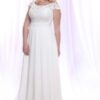 Brocade Lace Wedding Dress for Plus Size Brides with Cap Sleeves by Darius Cordell