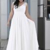 PlusSizeChiffonBridalGownwithwidebeadedLaceShoulderStrapsandEmpireWaist DariusCordell