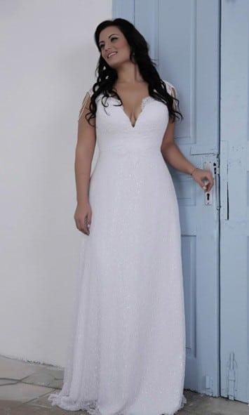 Beaded Sequin Lace Plus Size Wedding Dress by Darius Cordell