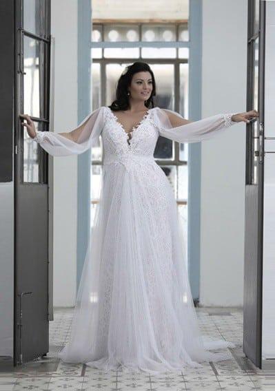 Style PS1431 - Loose Long Sleeve Wedding Dress for Plus Size Bride