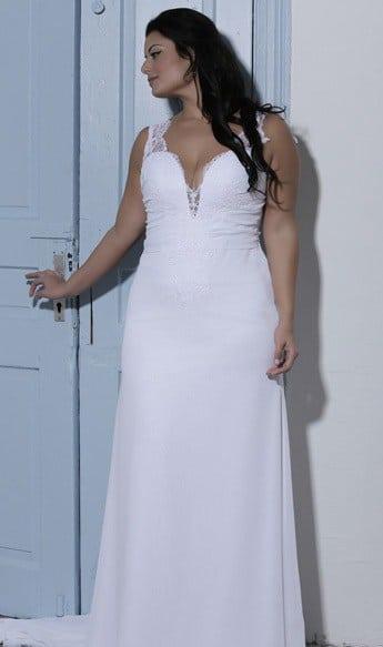 Lace Strap Plus Size Bridal Gown by Darius Cordell