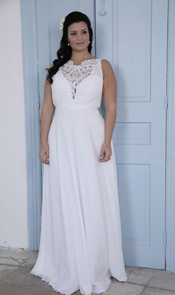 Sleeveless Plus Size Bridal Gown with Empire Waist by Darius Cordell