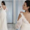 Style PS1435 - back of a Bishop Sleeve Wedding Gown for Plus Size Bride