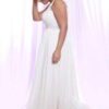 side of the Belted Empire Waist Plus Size Wedding Dress with Soutage Lace and Pearls