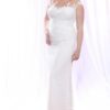 Sleeveless Plus Size Wedding Dress with beaded lace on Illusion Neckline