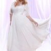 flowing skirt with Brocade Chiffon Plus Size Wedding Dress with Empire Waist