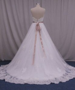 back of chapel train plus size wedding dress