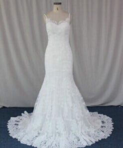 Solid Lace Wedding Dress with Straps