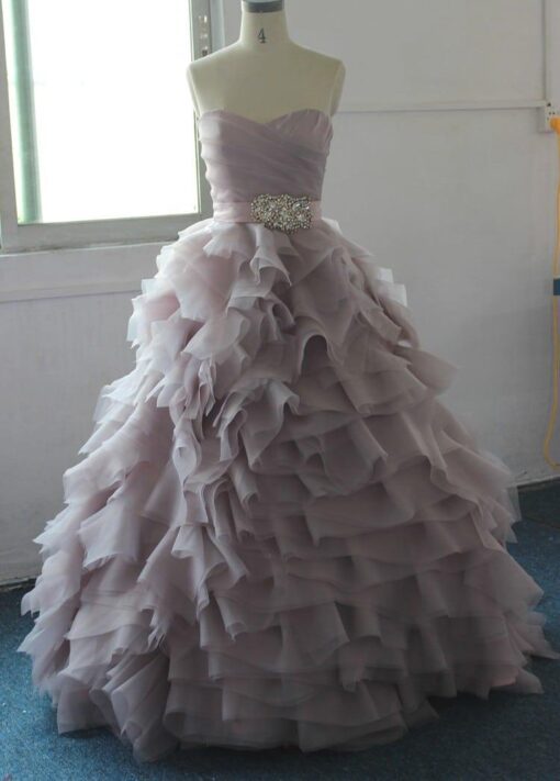 Colored Organza Wedding Ball Gown with Ruffles