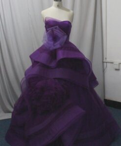 Strapless Purple Ball Gown with Tiered skirt