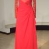 red long sleeve mother of the groom evening dress