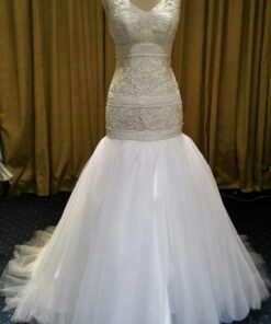 Embroiderd Wedding Dress with Flared Skirt