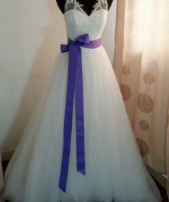 A LineWeddingGownwithSheerLaceStraps