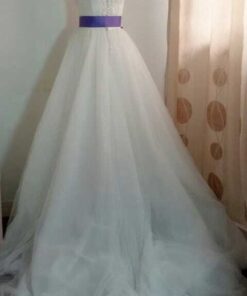 purple belt wedding gown