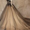 wedding gown worked with black colour