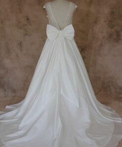 white gown with back bow