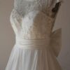 close Plus Size Wedding Gown with cap sleeves and illusion neckline