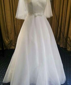 LongFlutterSleeveWeddingGownwithA lineSkirt