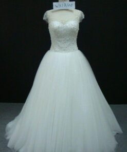 Plus Size illusion neckline Wedding dress with cap sleeves