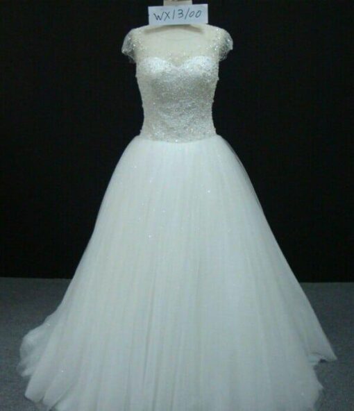 Plus Size illusion neckline Wedding dress with cap sleeves