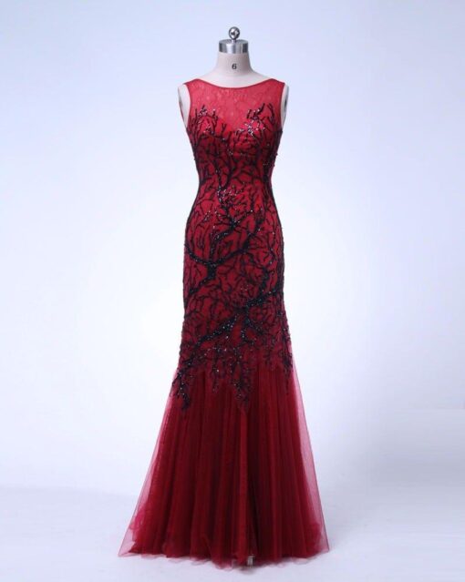 Red and Black Evening Gown Dresses