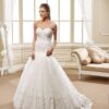 strapless fit and flare ball gown wedding dress