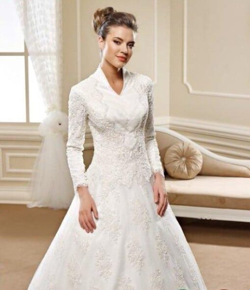 long sleeve Church Wedding Dresses for modest bride