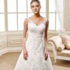 Sleeveless V neck wedding ball gown