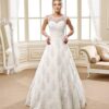 Sleeveless aline wedding gown with illusion neckline