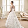 back of Sleeveless aline wedding gown with illusion neckline