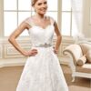 Belted Wedding Gown with sheer wide shoulder straps