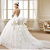 ornate wedding gown back with strapless bust line