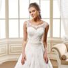 beaded lace wedding gown with illusion neck line